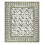 Rudra Bazaar Green 210 TC Cotton Double King Bedsheet With 2 Pillow Covers