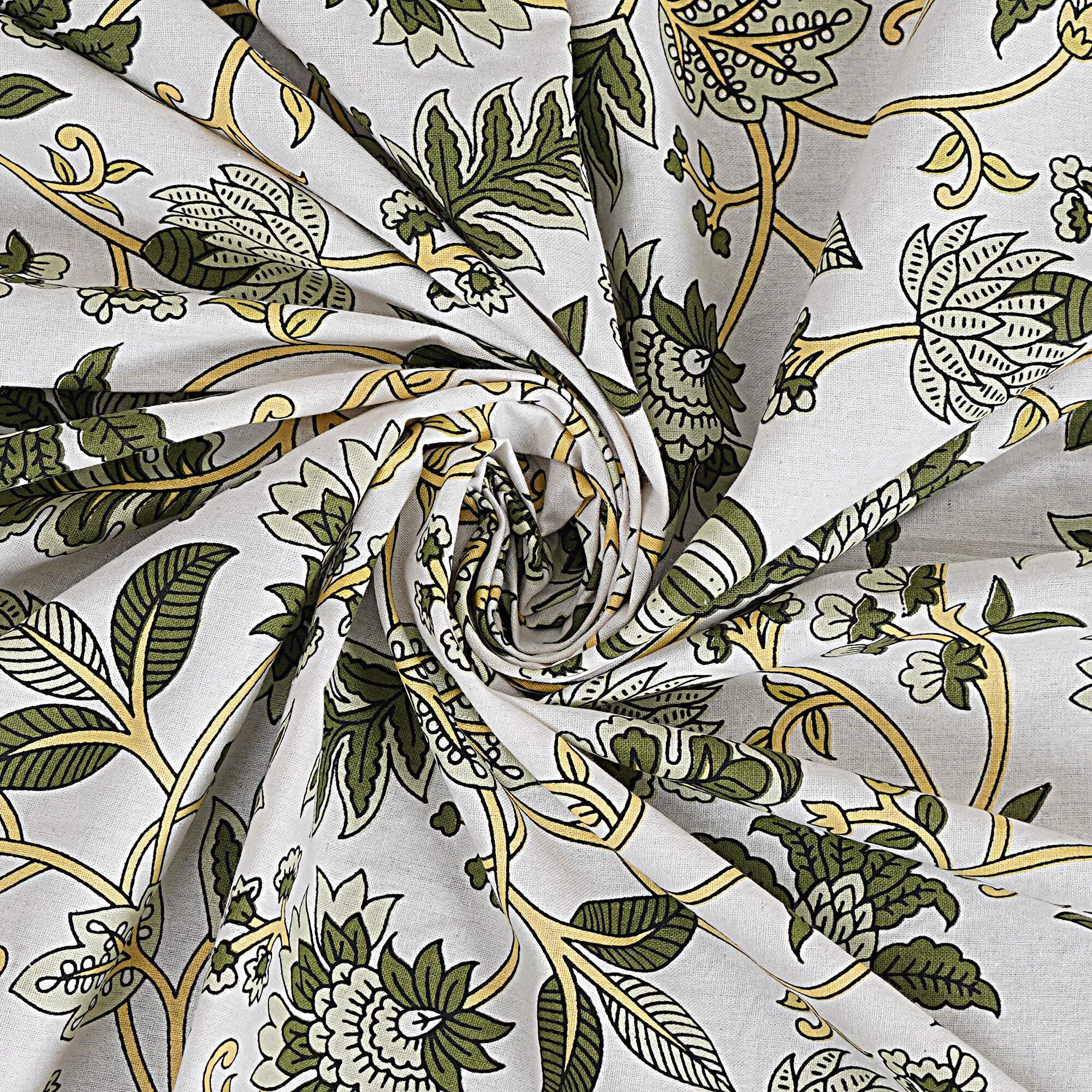 Rudra Bazaar Green 210 TC Cotton Double King Bedsheet With 2 Pillow Covers