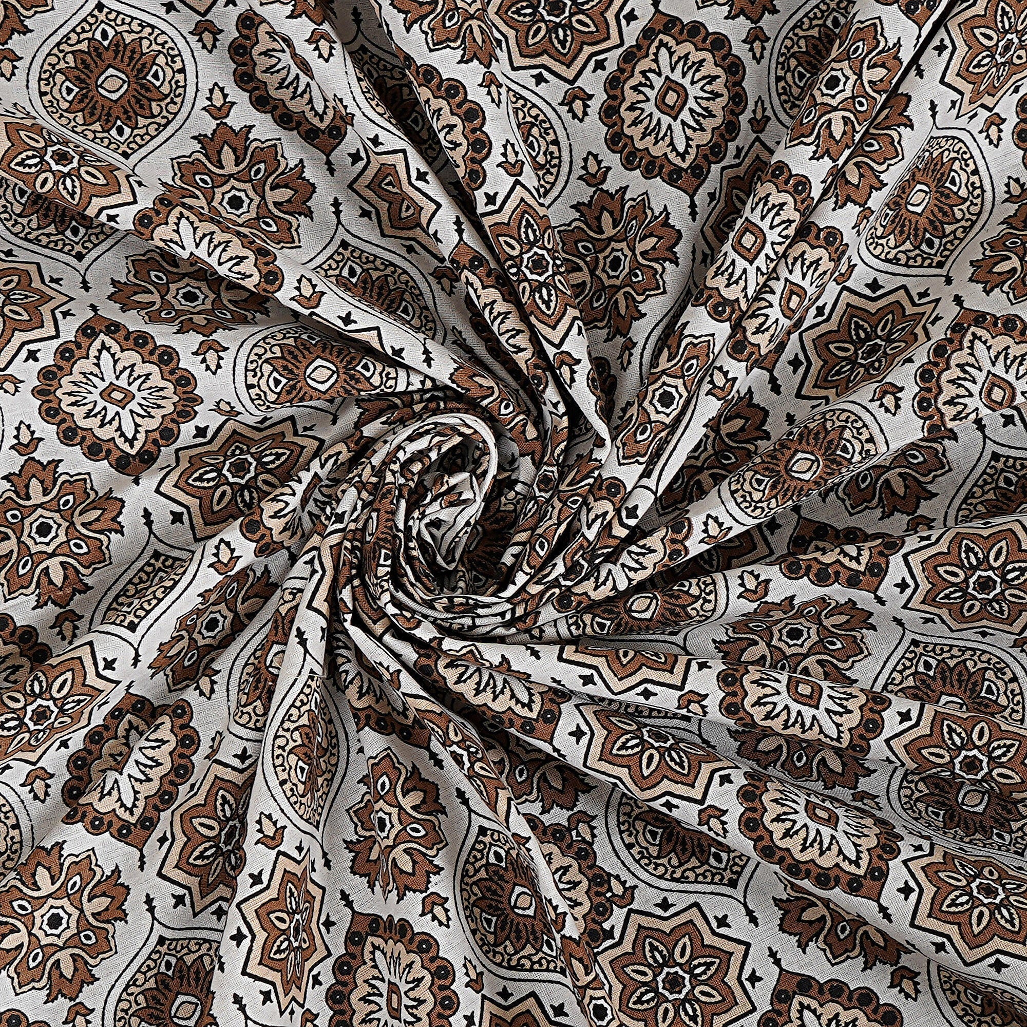 Rudra Bazaar Brown 210 TC Cotton Double King Bedsheet With 2 Pillow Covers