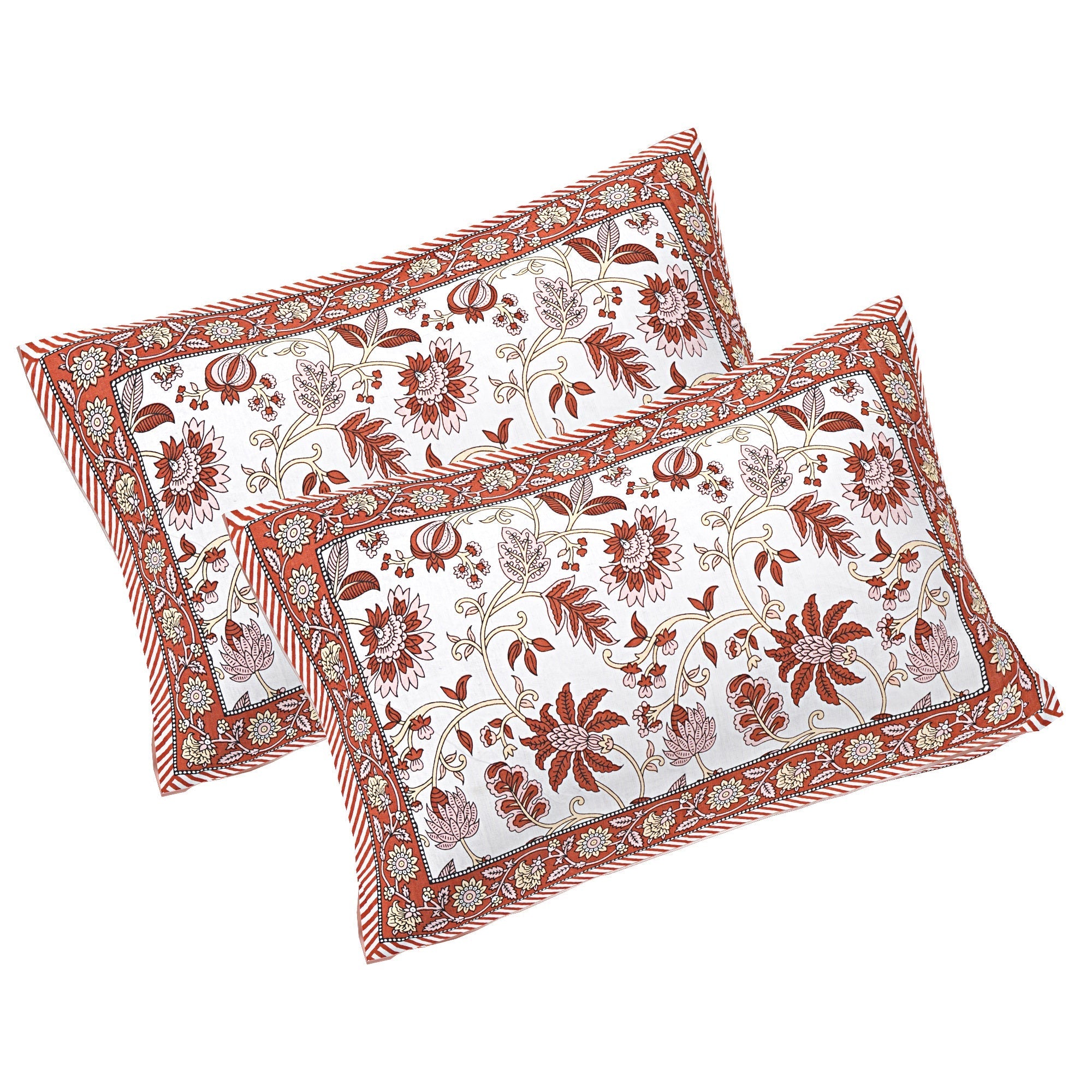 Rudra Bazaar Peach 210 TC Cotton Double King Bedsheet With 2 Pillow Covers