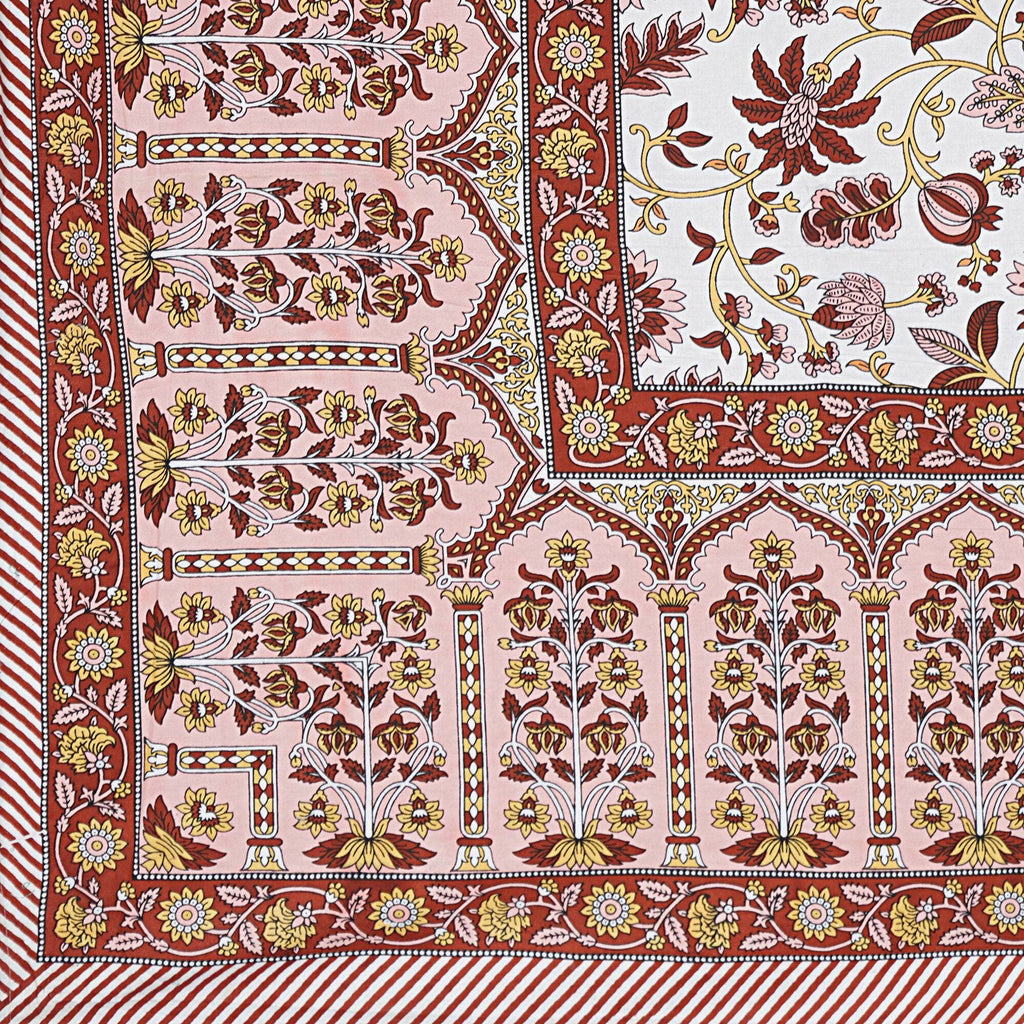 Rudra Bazaar Peach 210 TC Cotton Double King Bedsheet With 2 Pillow Covers