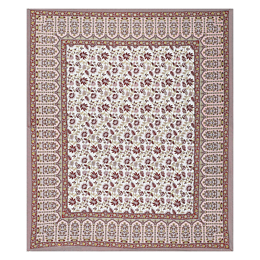 Rudra Bazaar Peach 210 TC Cotton Double King Bedsheet With 2 Pillow Covers