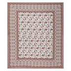 Rudra Bazaar Peach 210 TC Cotton Double King Bedsheet With 2 Pillow Covers