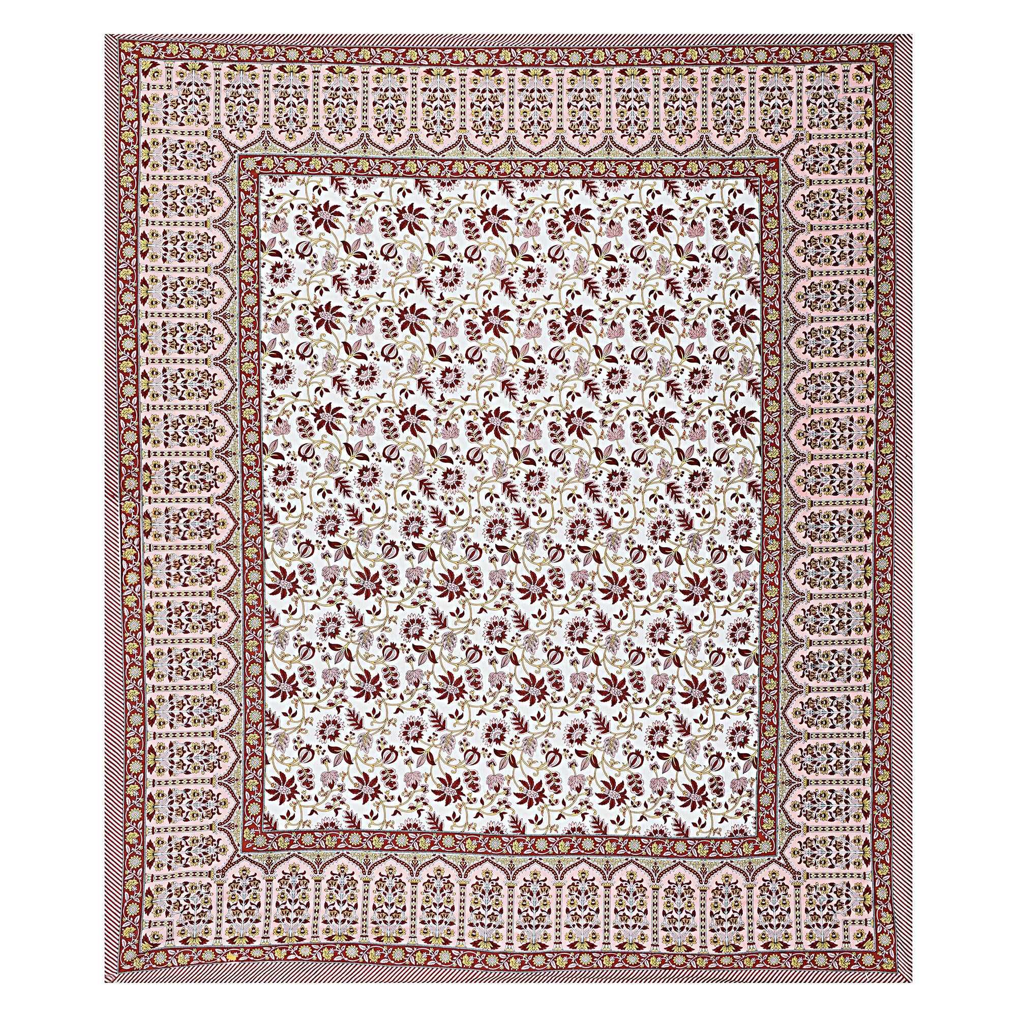 Rudra Bazaar Peach 210 TC Cotton Double King Bedsheet With 2 Pillow Covers