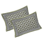 Rudra Bazaar Green 210 TC Cotton Double King Bedsheet With 2 Pillow Covers