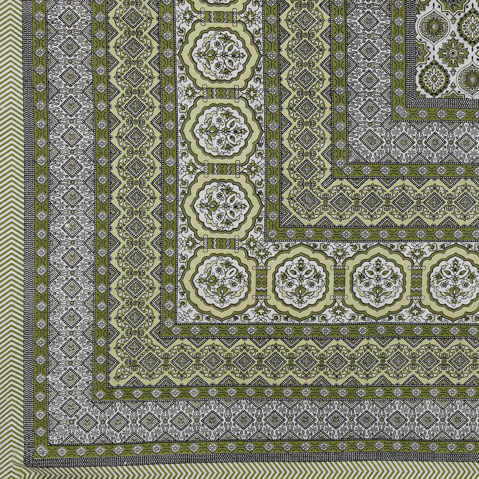 Rudra Bazaar Green 210 TC Cotton Double King Bedsheet With 2 Pillow Covers