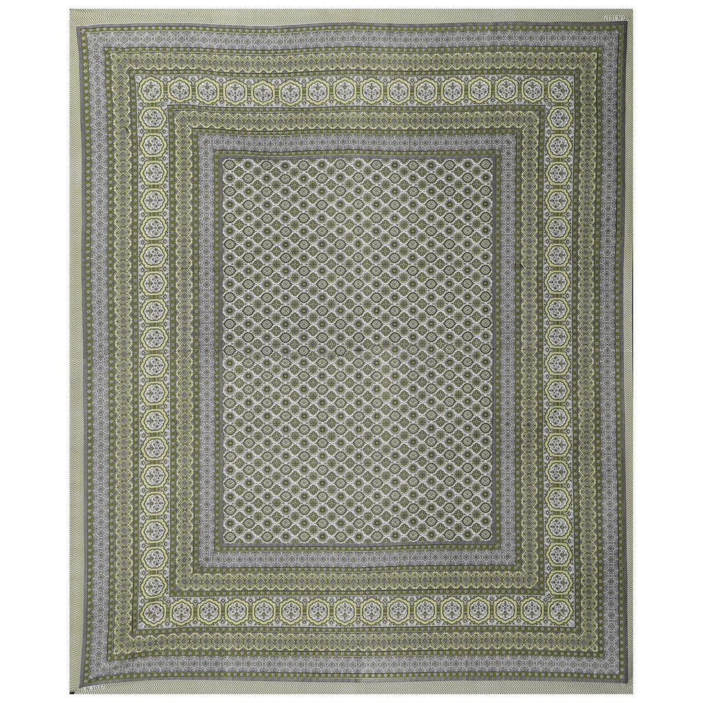 Rudra Bazaar Green 210 TC Cotton Double King Bedsheet With 2 Pillow Covers