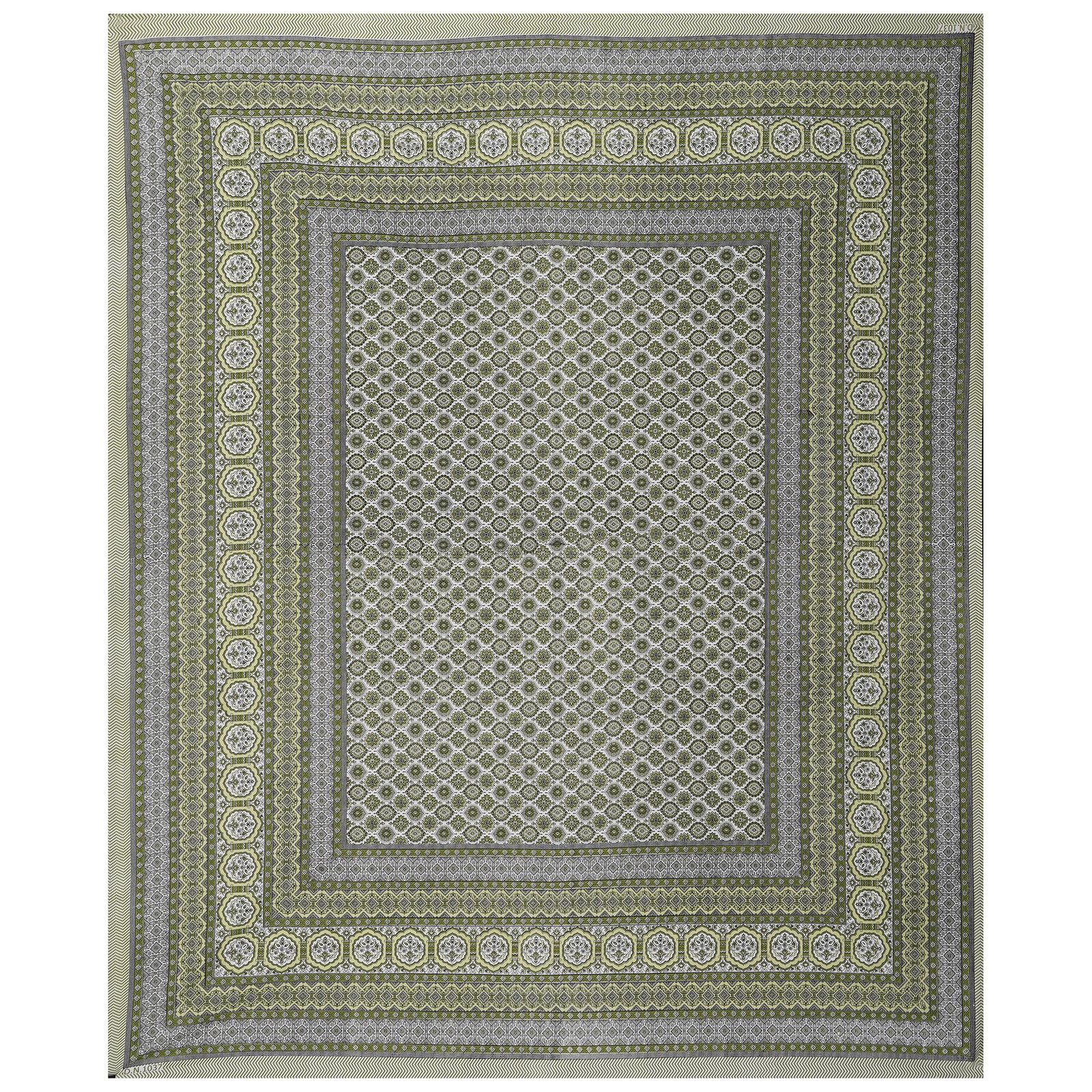 Rudra Bazaar Green 210 TC Cotton Double King Bedsheet With 2 Pillow Covers