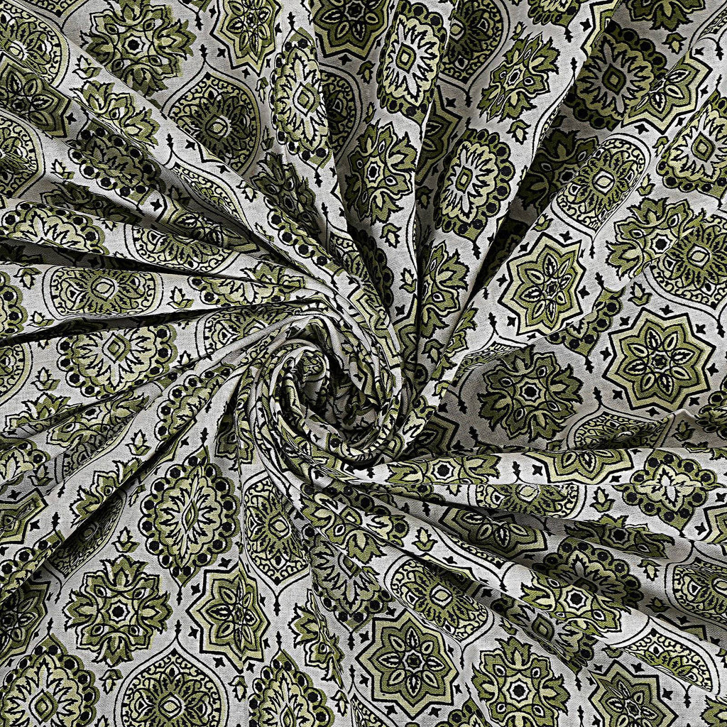 Rudra Bazaar Green 210 TC Cotton Double King Bedsheet With 2 Pillow Covers