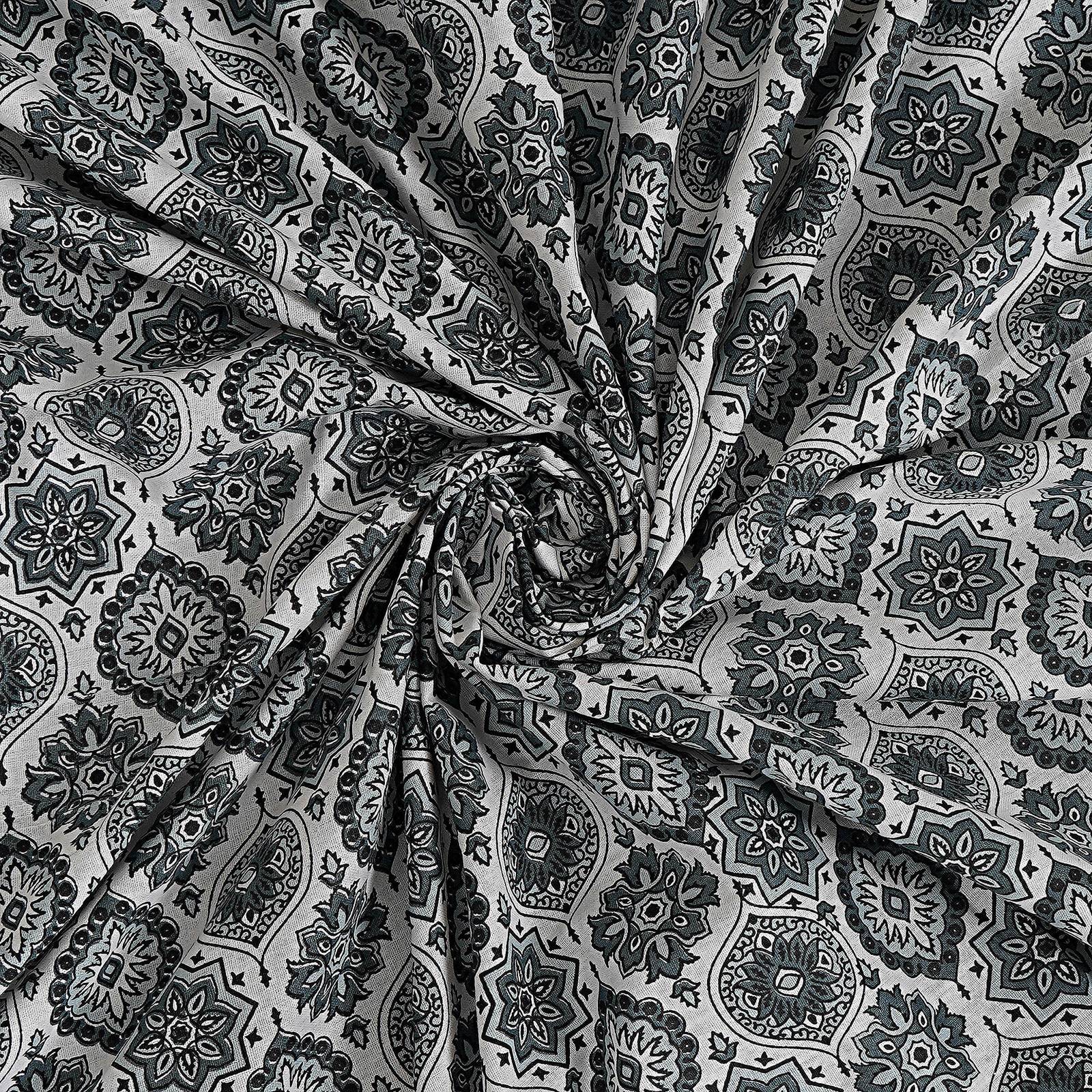 Rudra Bazaar Grey 210 TC Cotton Double King Bedsheet With 2 Pillow Covers