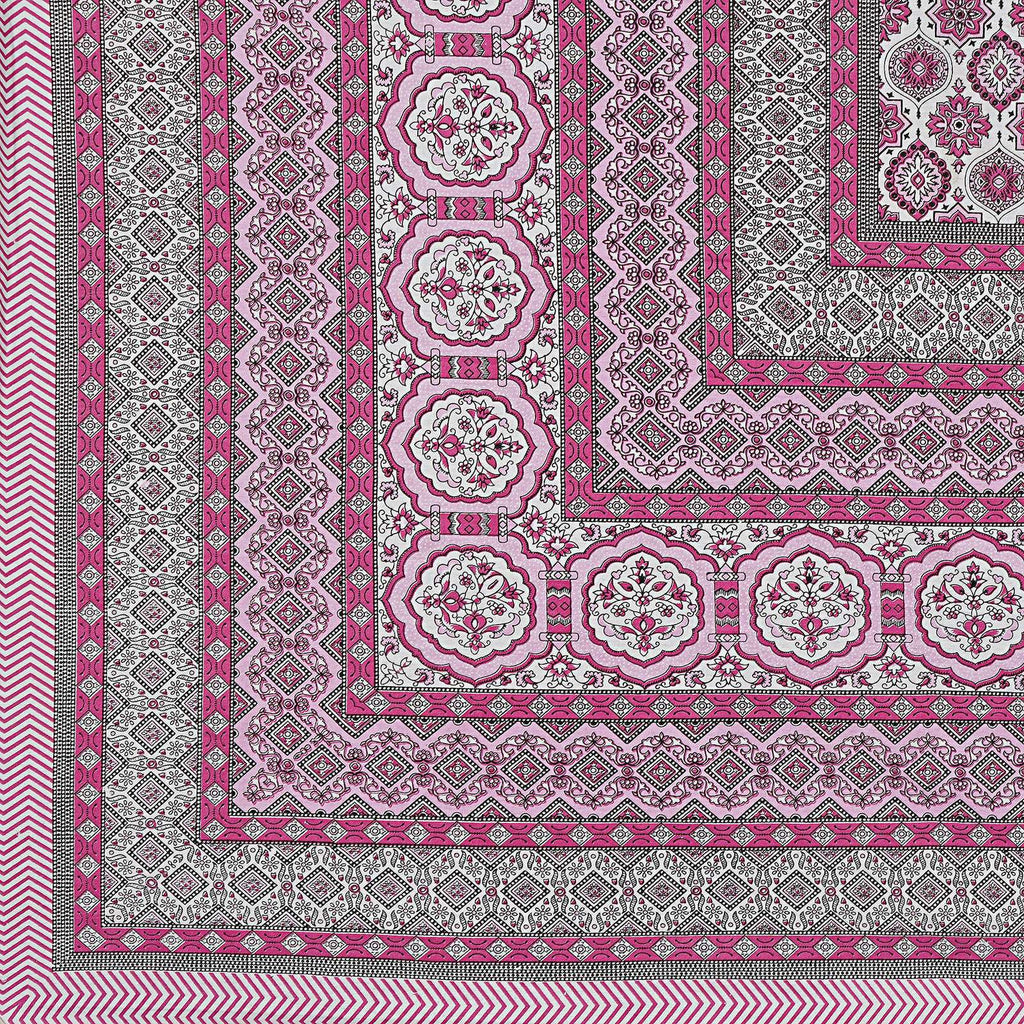 Rudra Bazaar Pink 210 TC Cotton Double King Bedsheet With 2 Pillow Covers