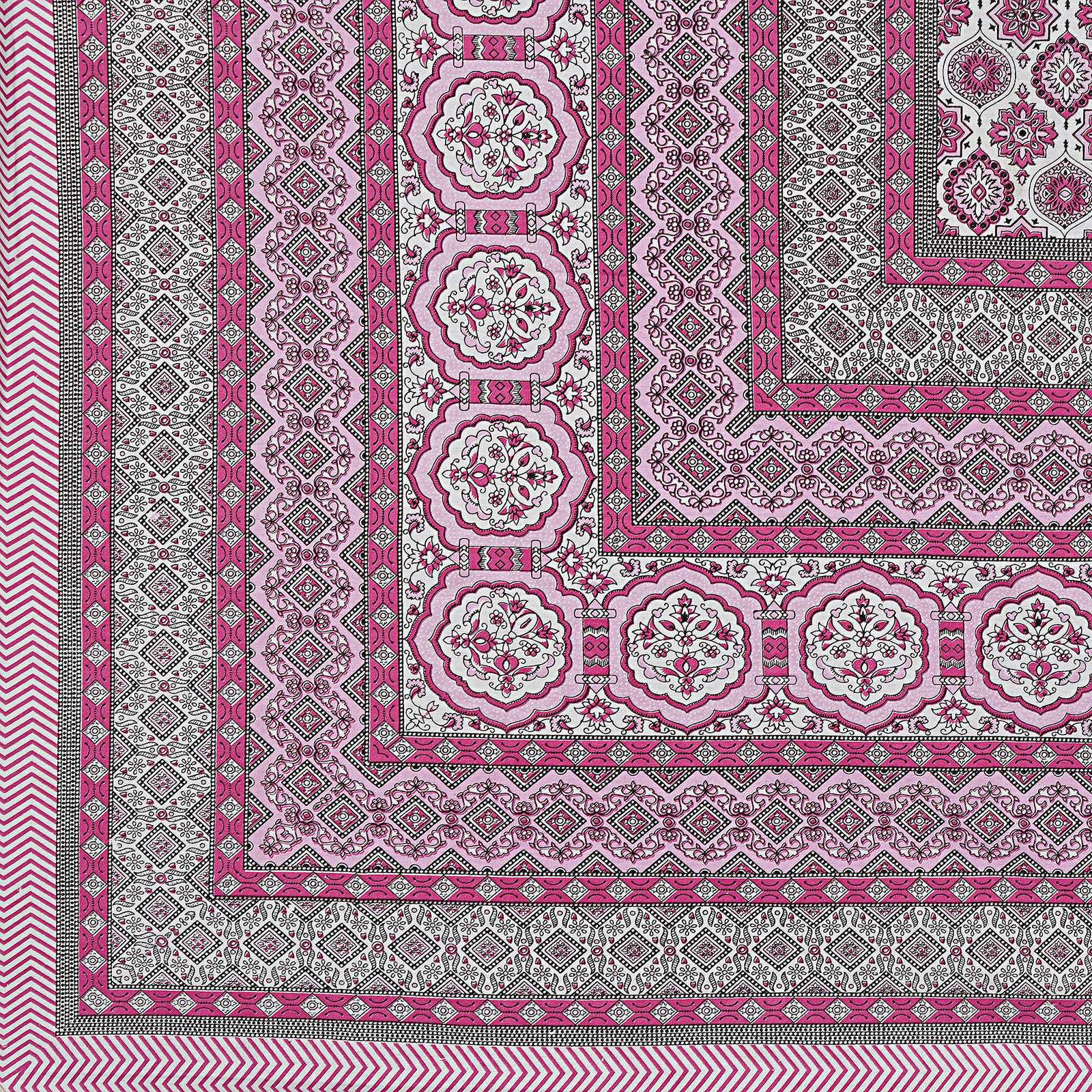 Rudra Bazaar Pink 210 TC Cotton Double King Bedsheet With 2 Pillow Covers