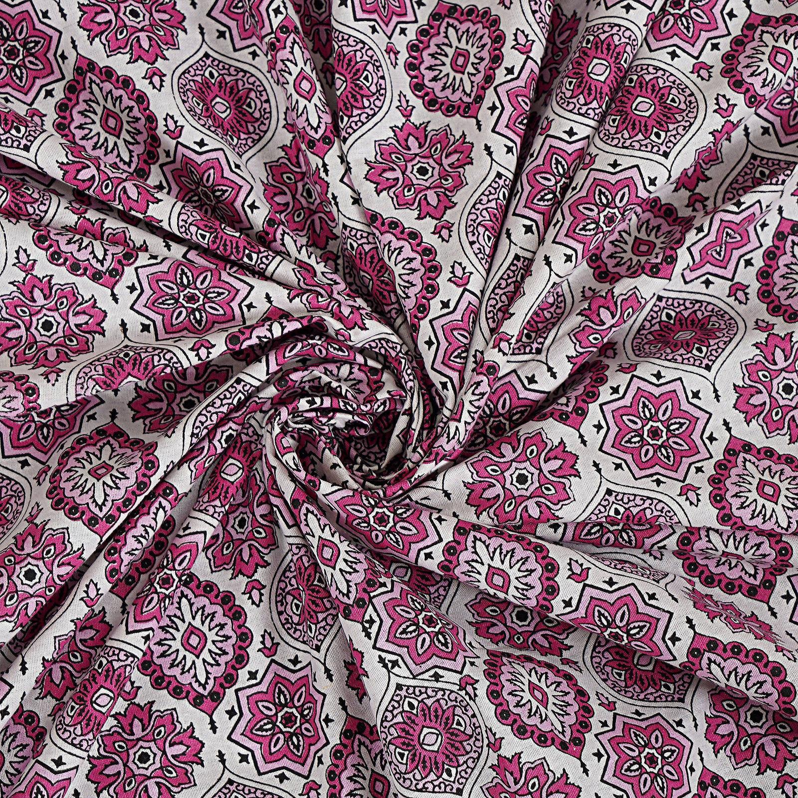 Rudra Bazaar Pink 210 TC Cotton Double King Bedsheet With 2 Pillow Covers