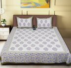 Rudra Bazaar Sea Green 210 TC Cotton Double King Bedsheet With 2 Pillow Covers