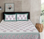 Rudra Bazaar Sea Green 210 TC Cotton Double King Bedsheet With 2 Pillow Covers