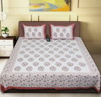 Rudra Bazaar Pink 210 TC Cotton Double King Bedsheet With 2 Pillow Covers