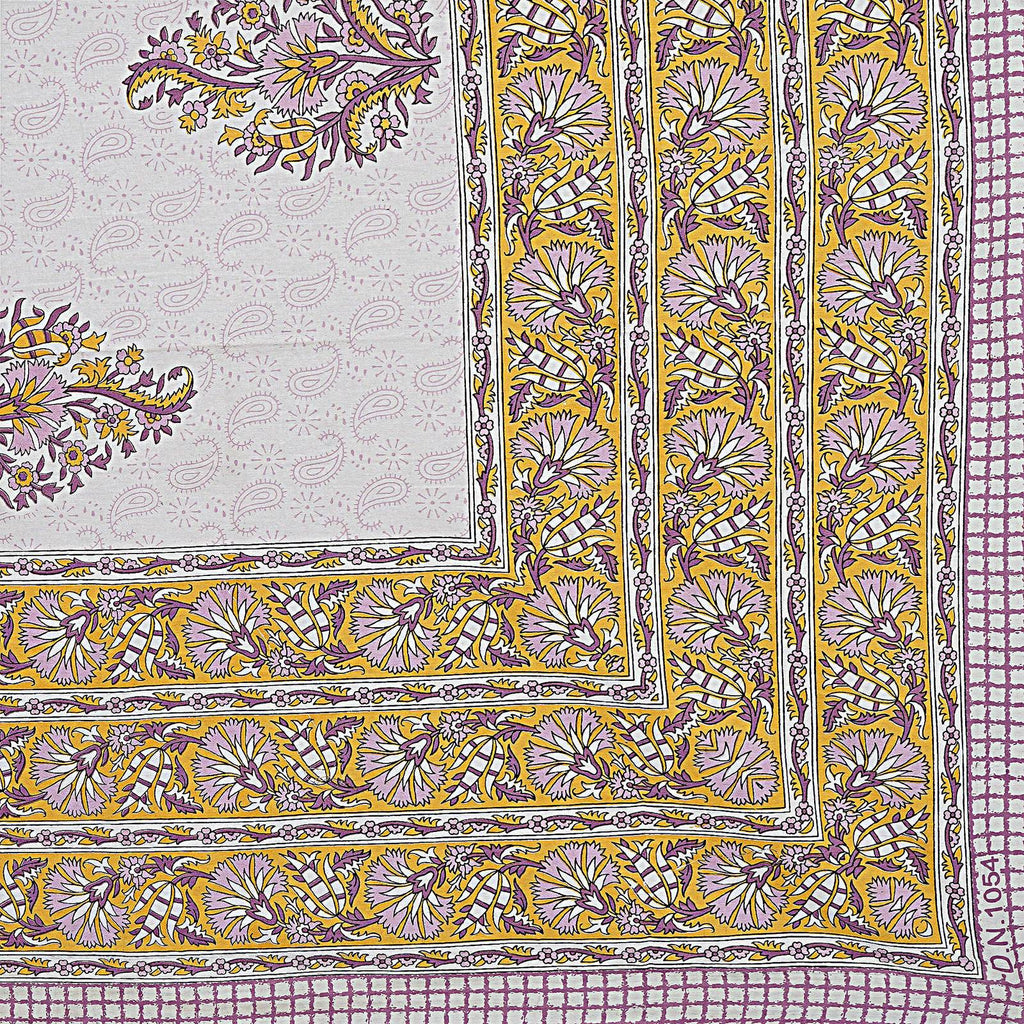 Rudra Bazaar Purple Gold 210 TC Cotton Double King Bedsheet With 2 Pillow Covers