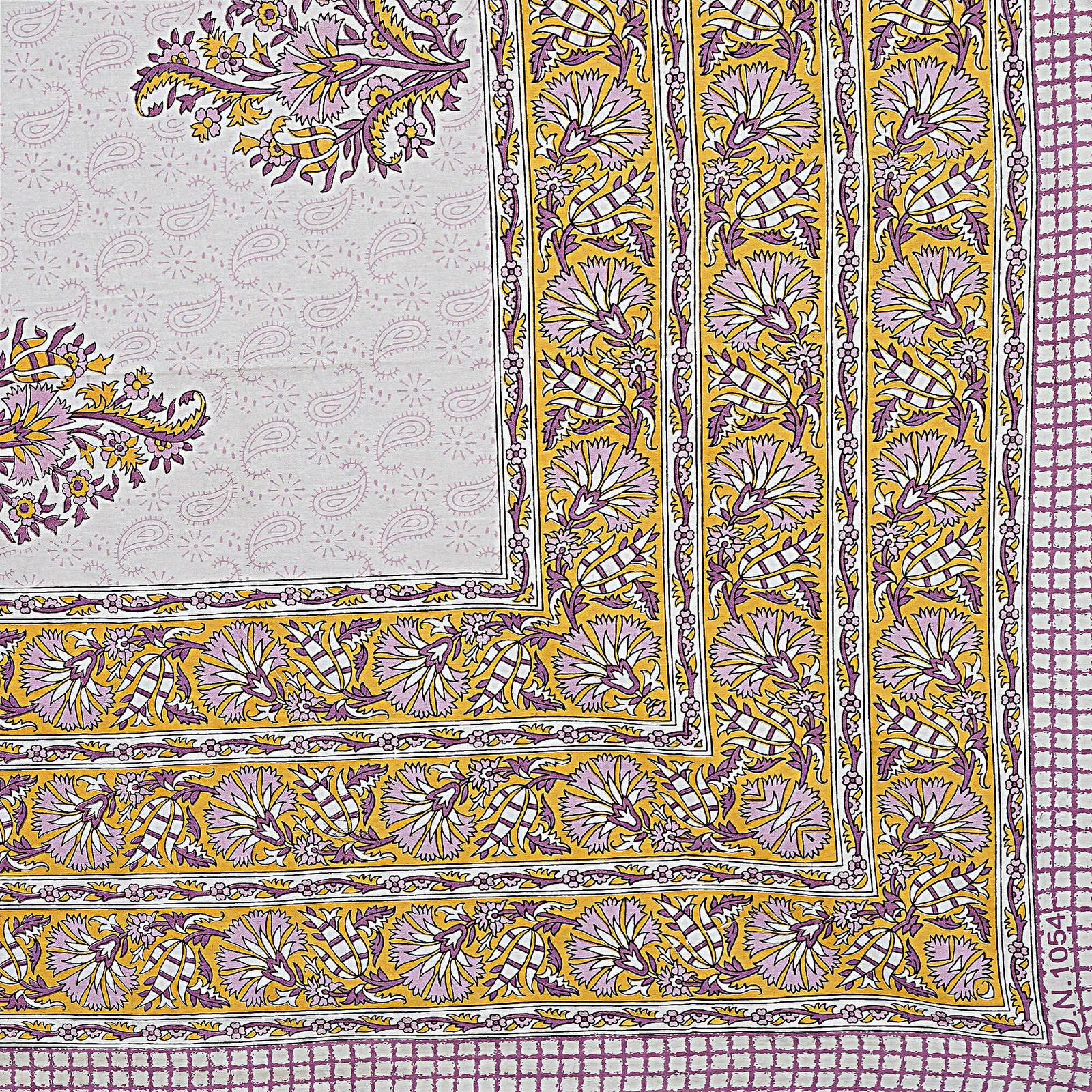 Rudra Bazaar Purple Gold 210 TC Cotton Double King Bedsheet With 2 Pillow Covers