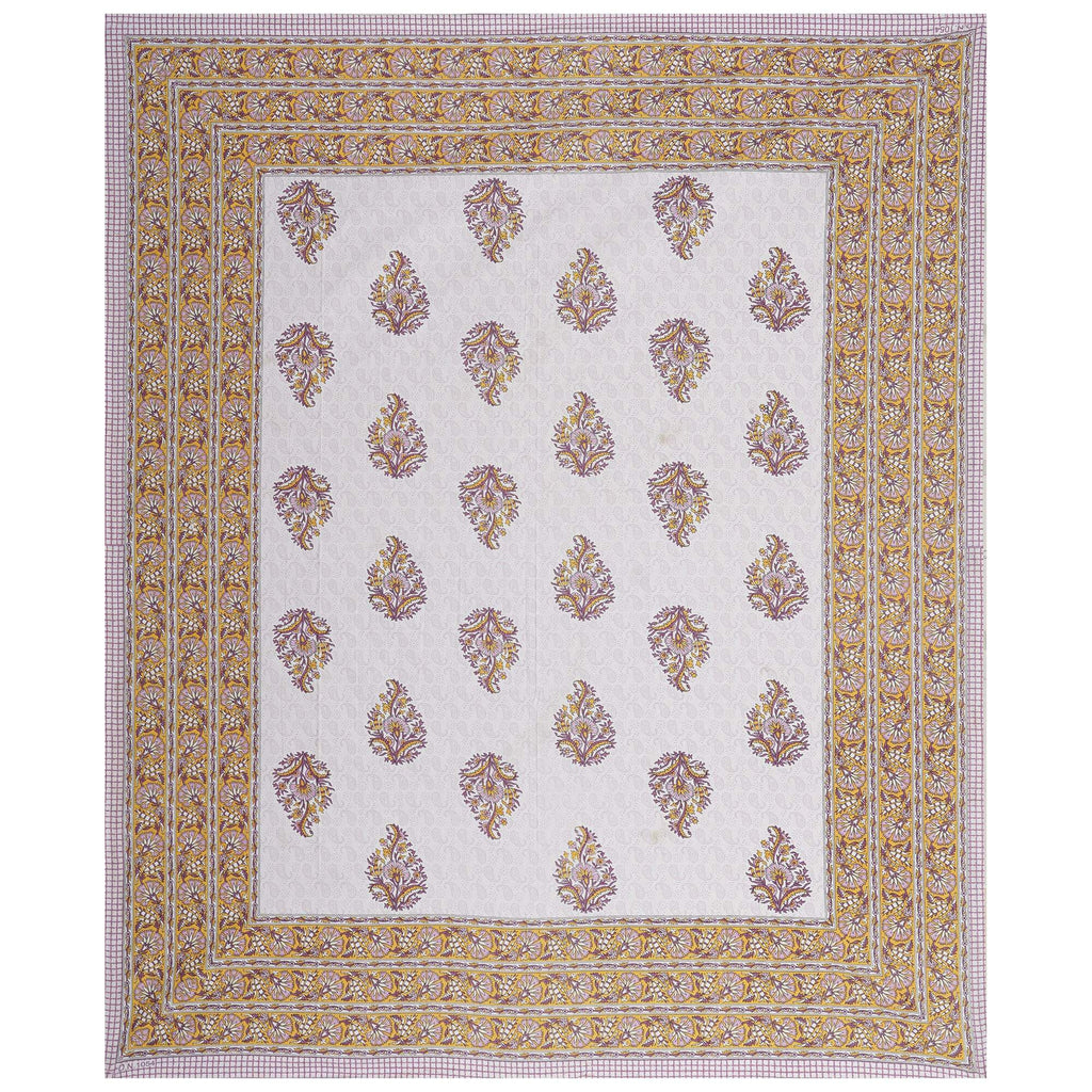 Rudra Bazaar Purple Gold 210 TC Cotton Double King Bedsheet With 2 Pillow Covers