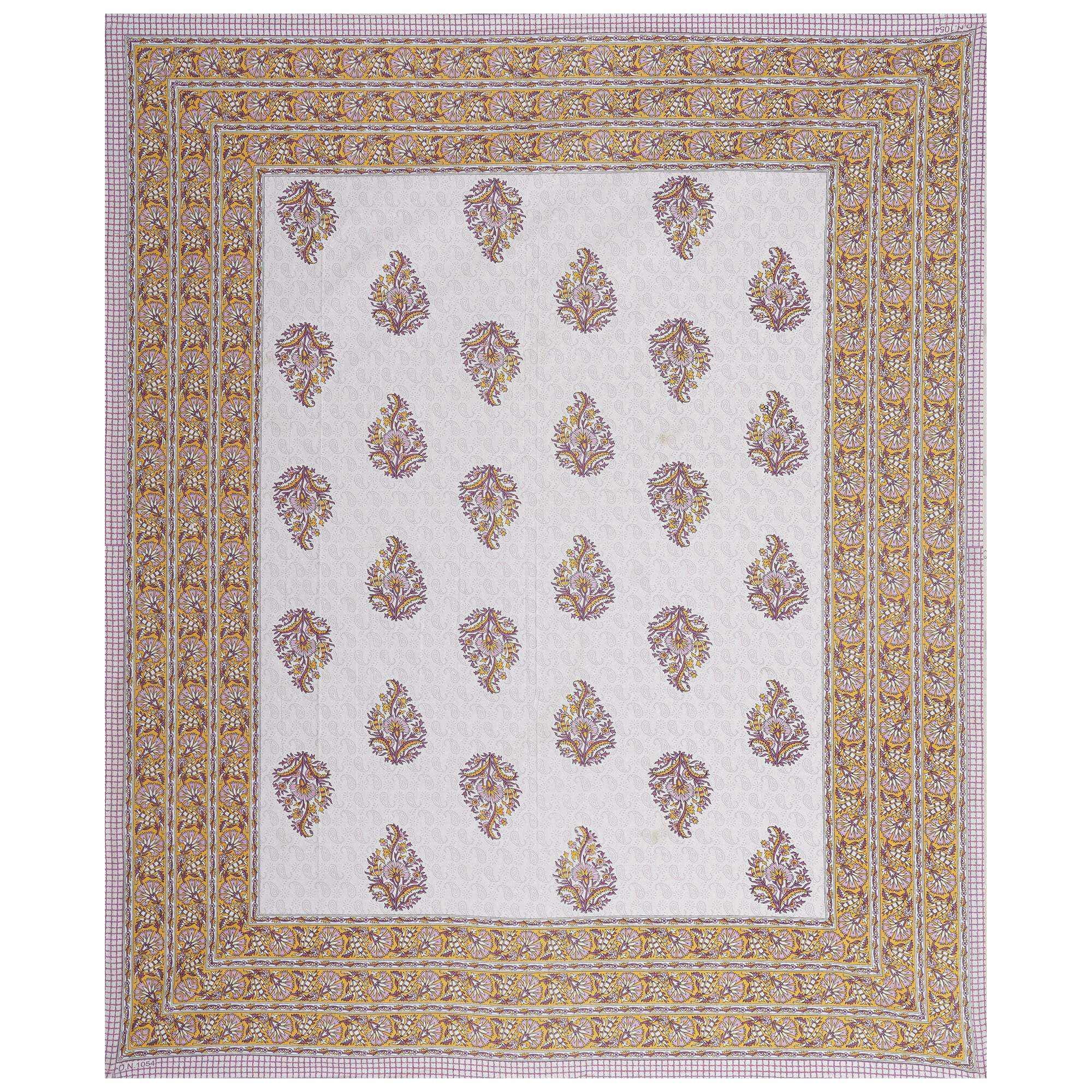 Rudra Bazaar Purple Gold 210 TC Cotton Double King Bedsheet With 2 Pillow Covers