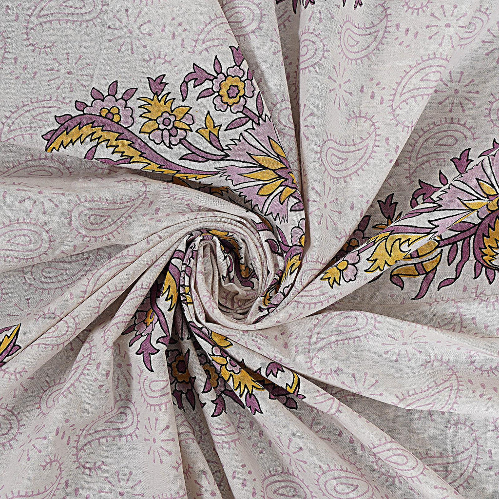 Rudra Bazaar Purple Gold 210 TC Cotton Double King Bedsheet With 2 Pillow Covers