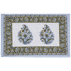 Rudra Bazaar Blue Green 210 TC Cotton Double King Bedsheet With 2 Pillow Covers