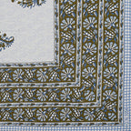 Rudra Bazaar Blue Green 210 TC Cotton Double King Bedsheet With 2 Pillow Covers