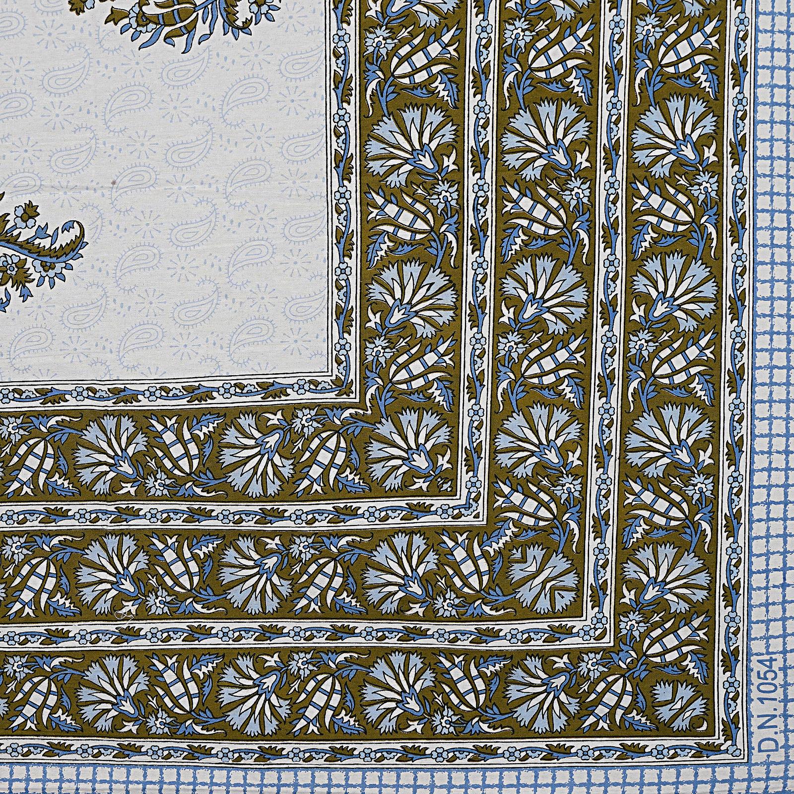 Rudra Bazaar Blue Green 210 TC Cotton Double King Bedsheet With 2 Pillow Covers