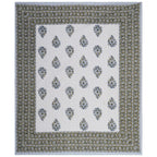 Rudra Bazaar Blue Green 210 TC Cotton Double King Bedsheet With 2 Pillow Covers