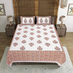 Rudra Bazaar Orange 210 TC Cotton Double King Bedsheet With 2 Pillow Covers