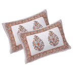 Rudra Bazaar Orange 210 TC Cotton Double King Bedsheet With 2 Pillow Covers