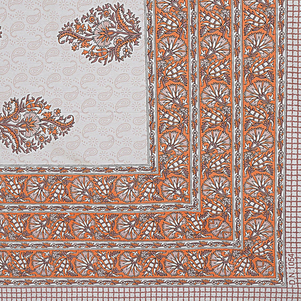 Rudra Bazaar Orange 210 TC Cotton Double King Bedsheet With 2 Pillow Covers