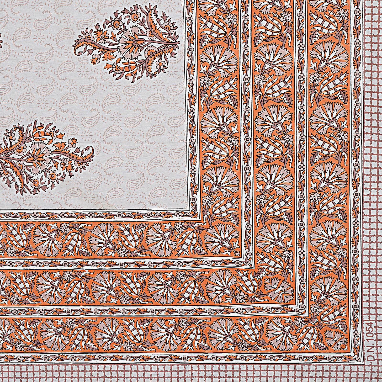 Rudra Bazaar Orange 210 TC Cotton Double King Bedsheet With 2 Pillow Covers