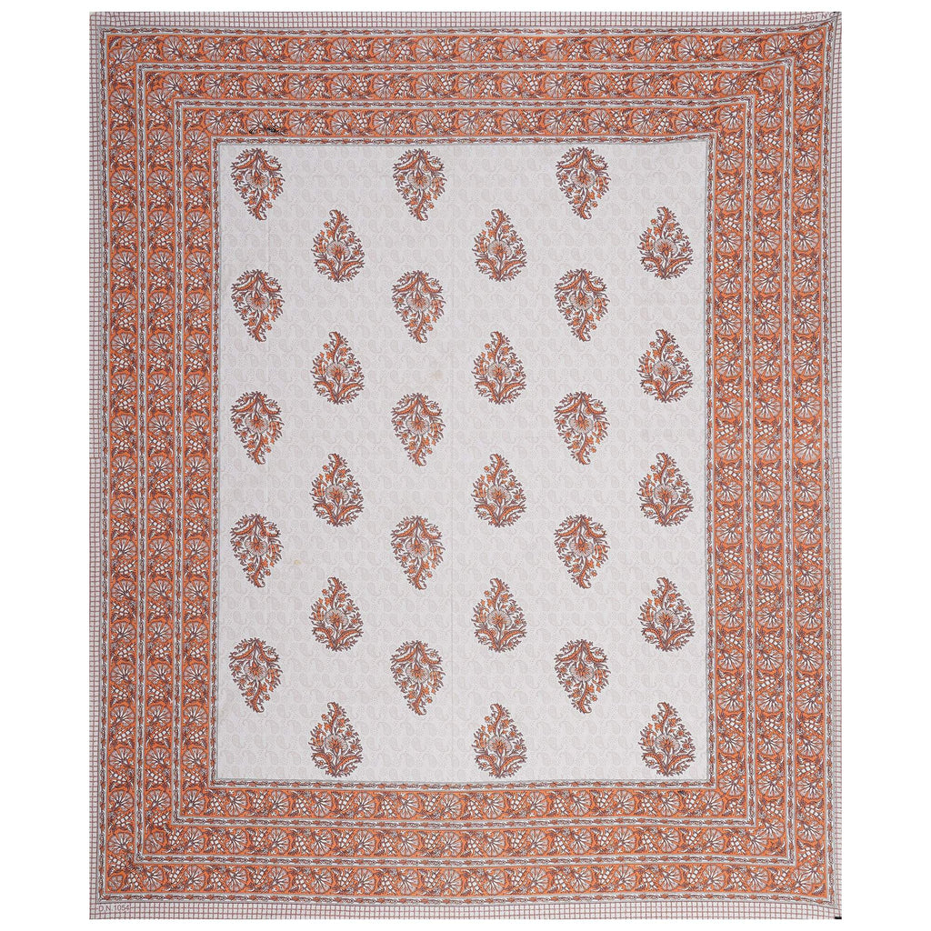 Rudra Bazaar Orange 210 TC Cotton Double King Bedsheet With 2 Pillow Covers