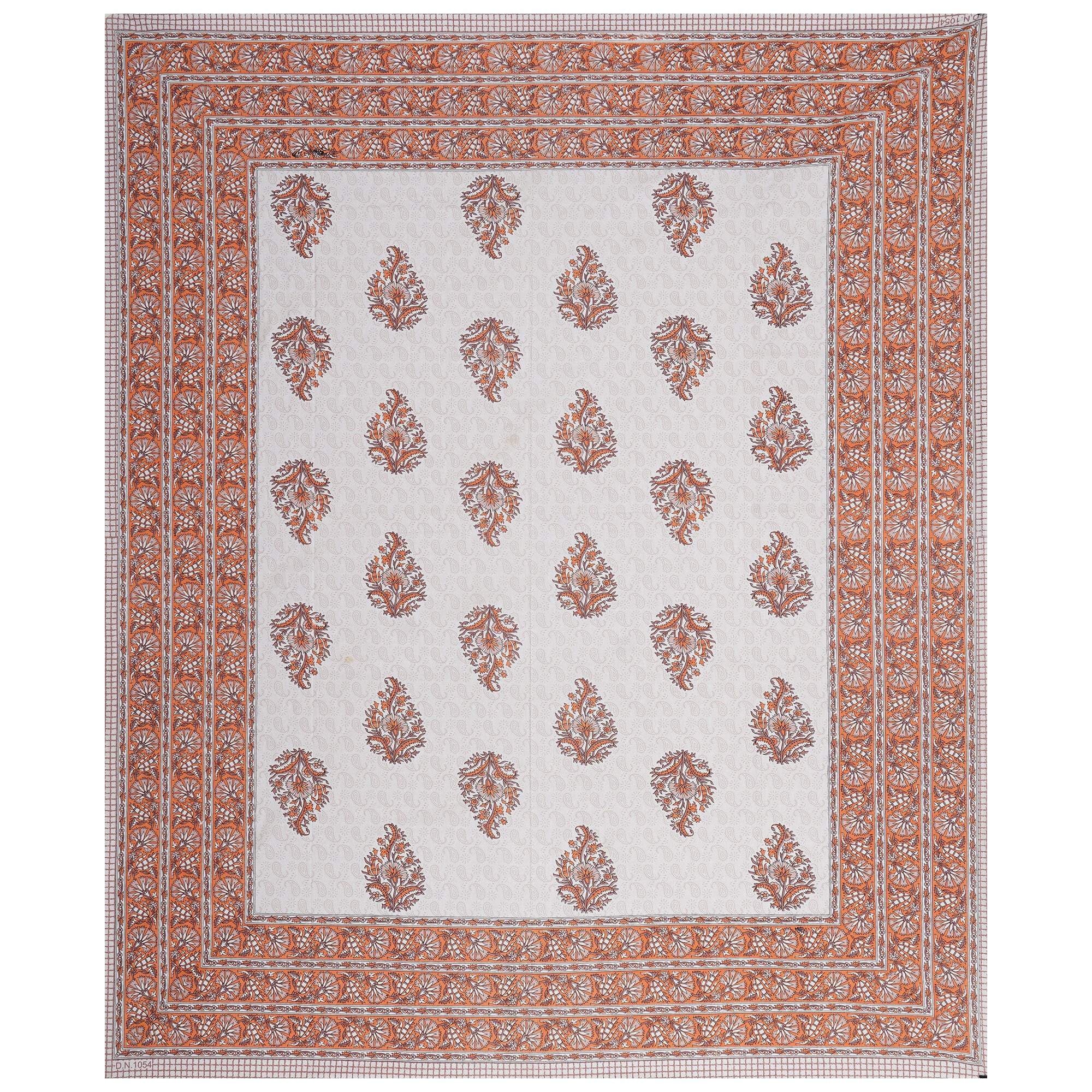 Rudra Bazaar Orange 210 TC Cotton Double King Bedsheet With 2 Pillow Covers