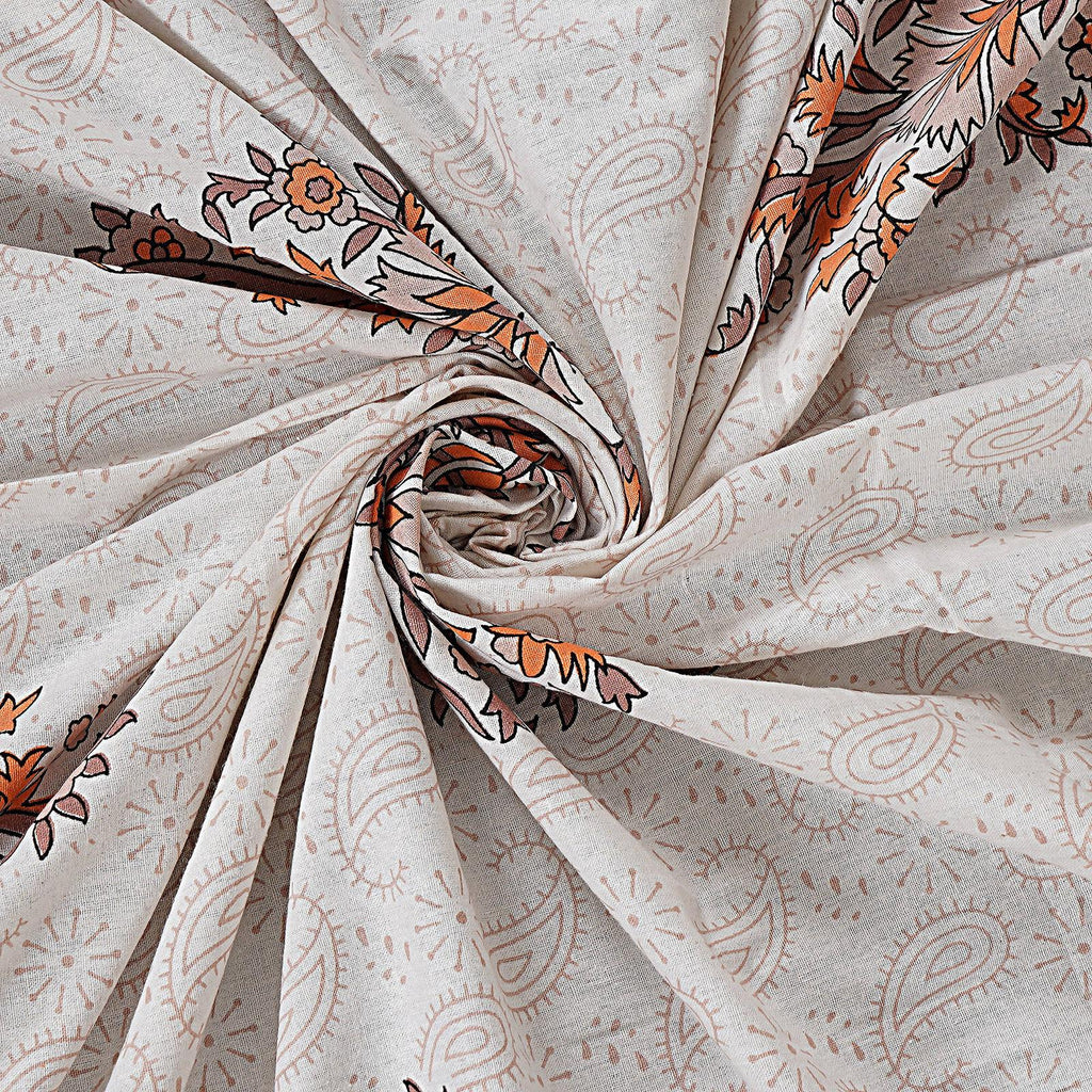 Rudra Bazaar Orange 210 TC Cotton Double King Bedsheet With 2 Pillow Covers