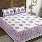 Rudra Bazaar Purple 210 TC Cotton Double King Bedsheet With 2 Pillow Covers