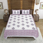 Rudra Bazaar Purple 210 TC Cotton Double King Bedsheet With 2 Pillow Covers