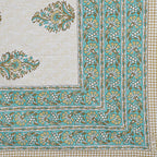 Rudra Bazaar Green 210 TC Cotton Double King Bedsheet With 2 Pillow Covers