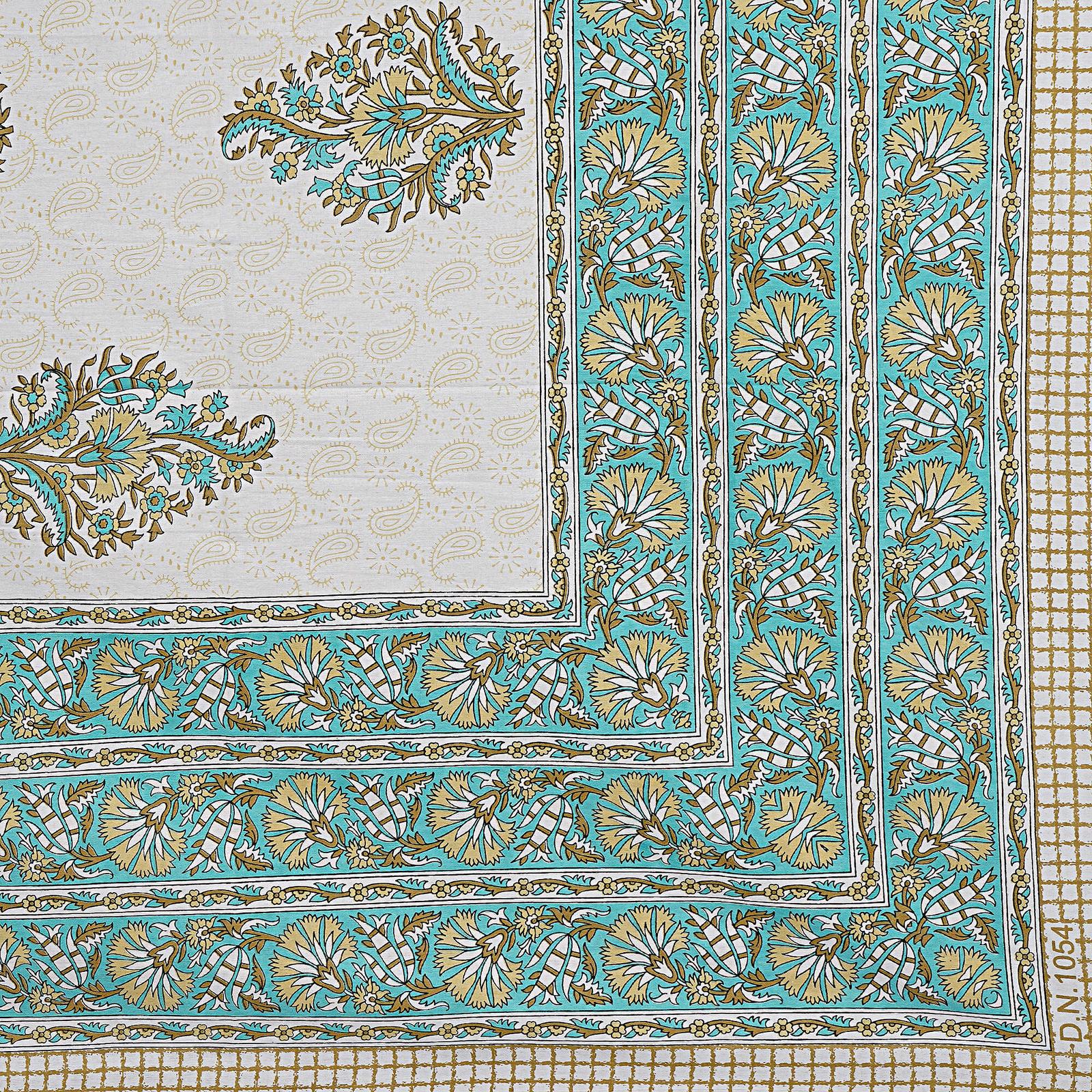 Rudra Bazaar Green 210 TC Cotton Double King Bedsheet With 2 Pillow Covers