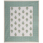 Rudra Bazaar Green 210 TC Cotton Double King Bedsheet With 2 Pillow Covers