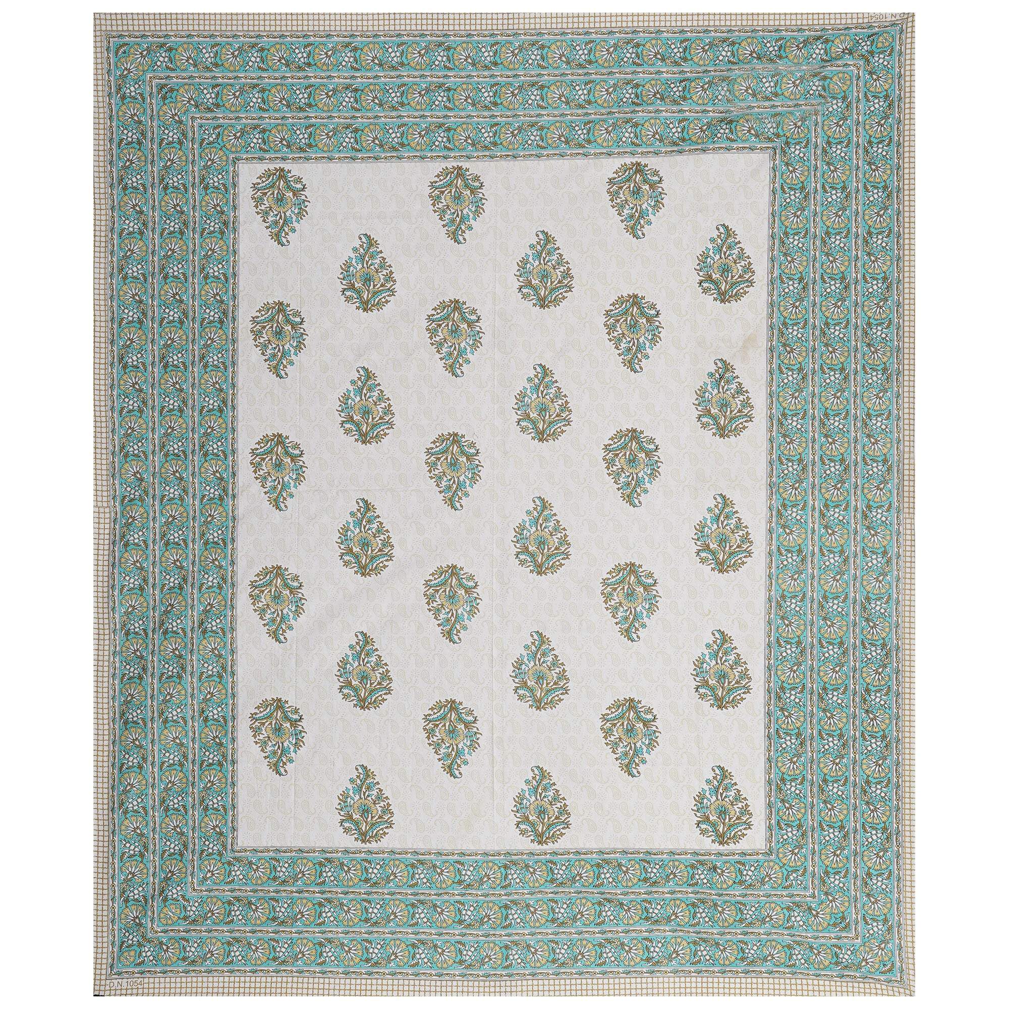 Rudra Bazaar Green 210 TC Cotton Double King Bedsheet With 2 Pillow Covers