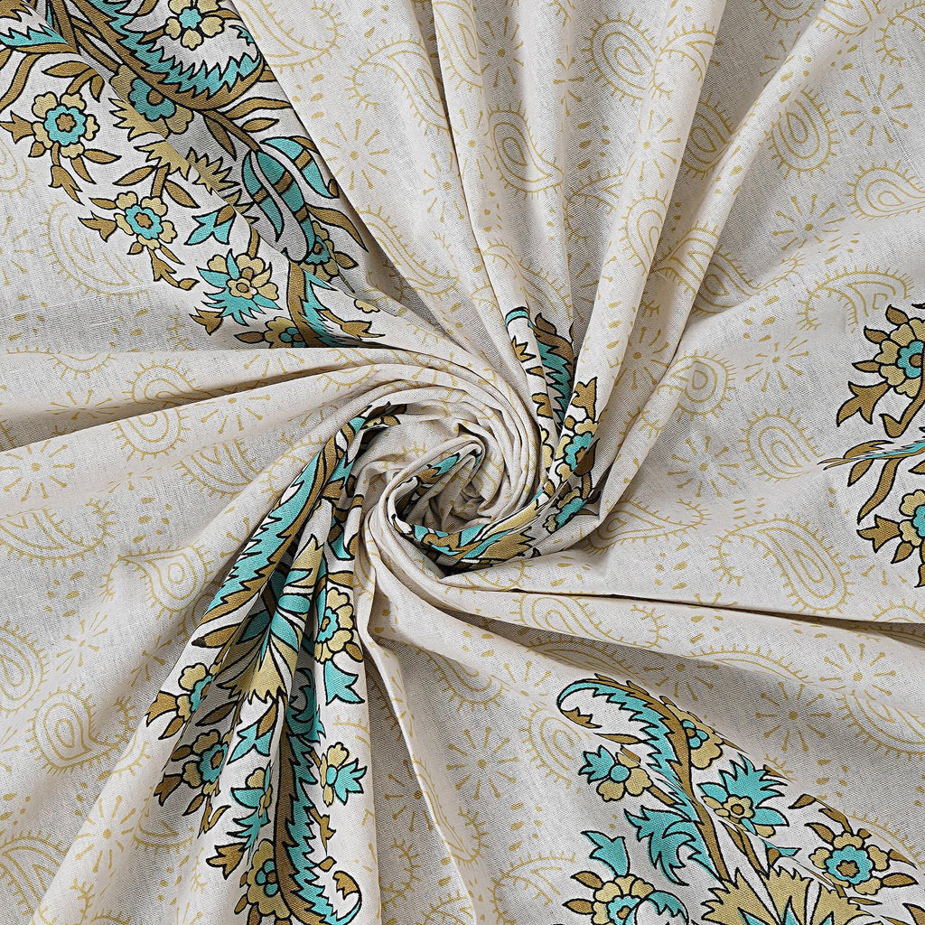 Rudra Bazaar Green 210 TC Cotton Double King Bedsheet With 2 Pillow Covers