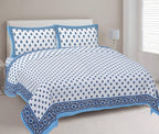 Rudra Bazaar Blue 210 TC Cotton Double King Bedsheet With 2 Pillow Covers