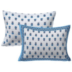 Rudra Bazaar Blue 210 TC Cotton Double King Bedsheet With 2 Pillow Covers