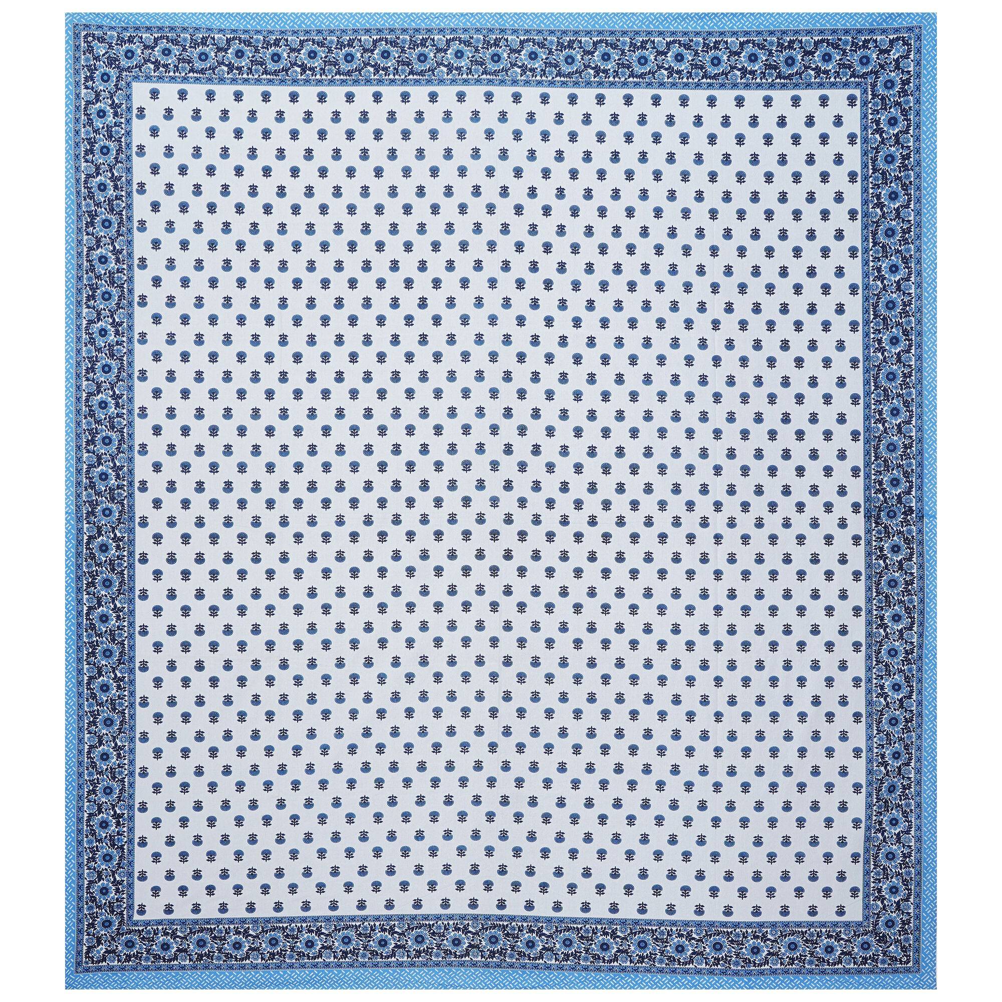 Rudra Bazaar Blue 210 TC Cotton Double King Bedsheet With 2 Pillow Covers