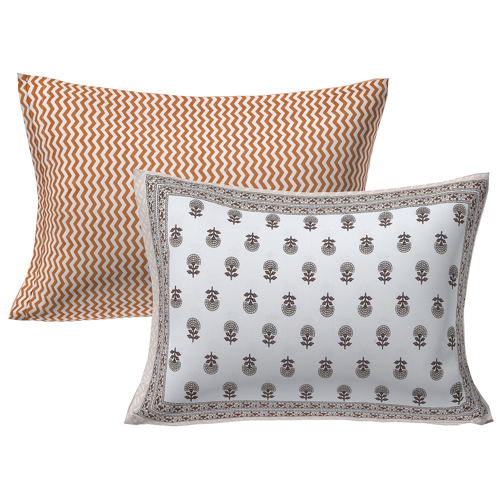 Rudra Bazaar Brown 210 TC Cotton Double King Bedsheet With 2 Pillow Covers