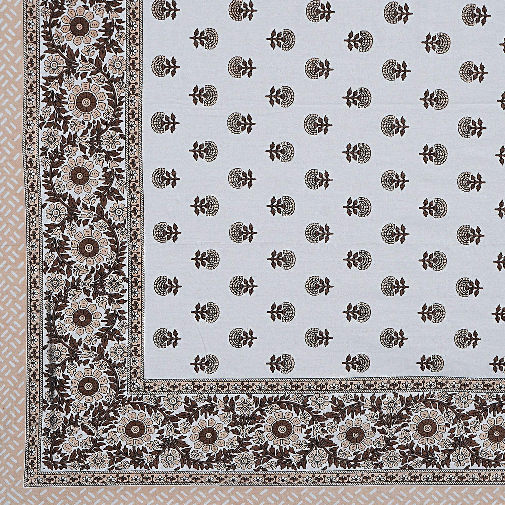 Rudra Bazaar Brown 210 TC Cotton Double King Bedsheet With 2 Pillow Covers