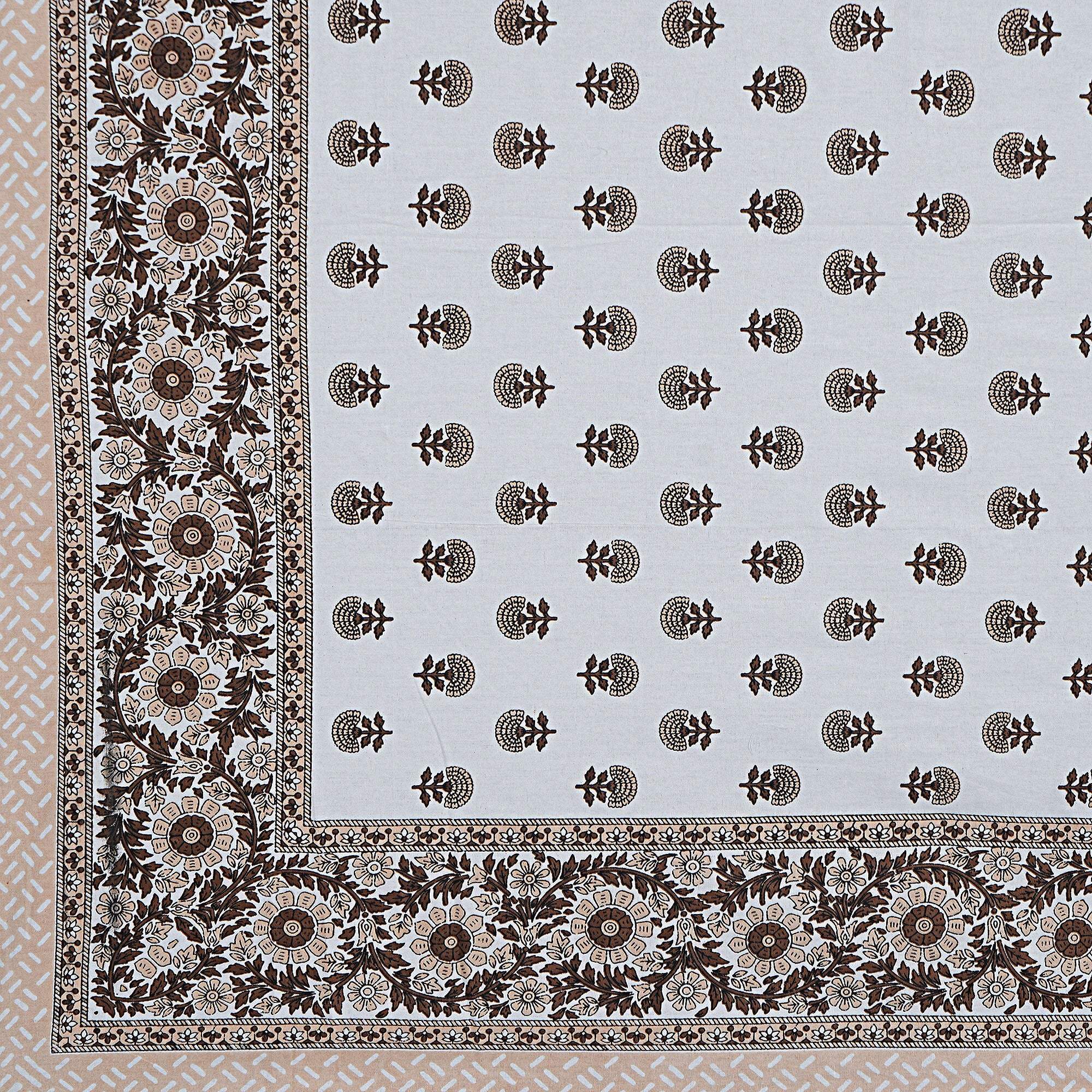 Rudra Bazaar Brown 210 TC Cotton Double King Bedsheet With 2 Pillow Covers