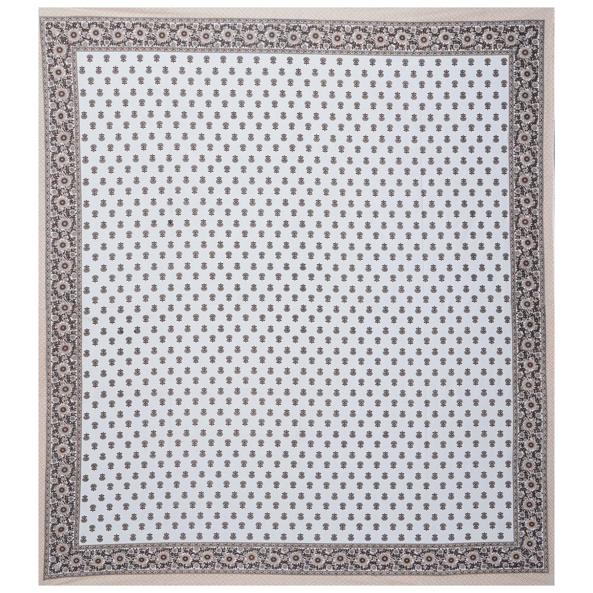 Rudra Bazaar Brown 210 TC Cotton Double King Bedsheet With 2 Pillow Covers